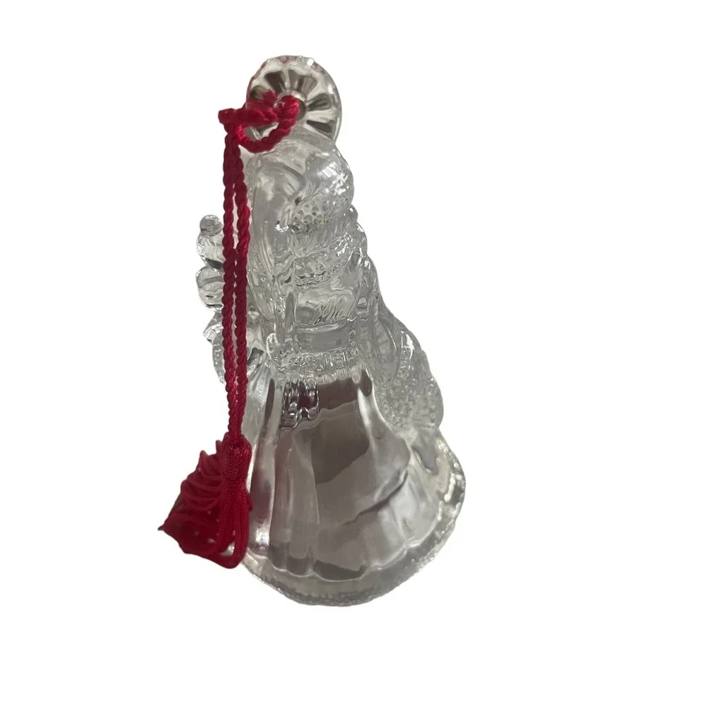 Vintage Marquis Clear Crystal Santa Collectible Bell 4 Inches Tall